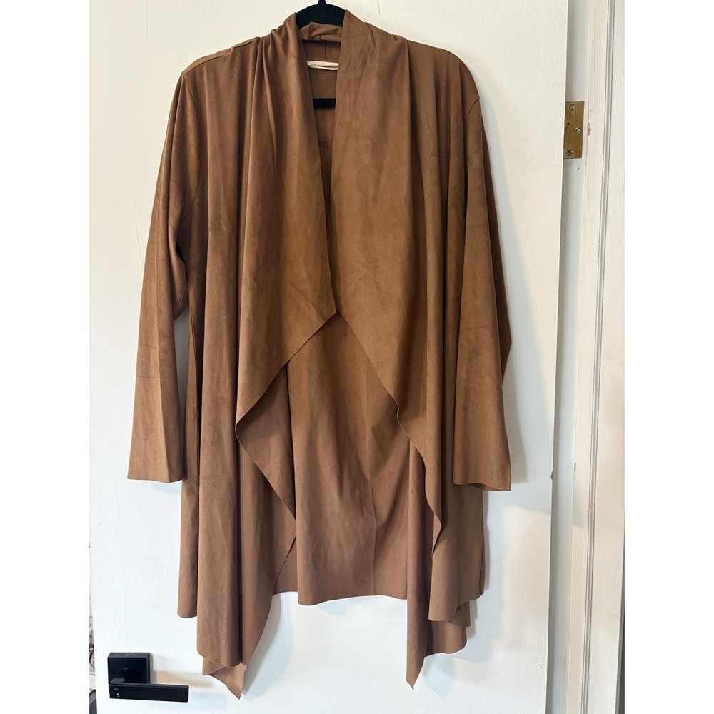 Soft Surroundings Shape Drape Faux Suede Jacket In Saddle Size Large Western